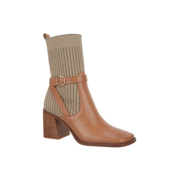 Sam Edelman Marci Sock Bootie In Lt Cuoio Brown Leather Size 6.5 - Picture 1 of 9
